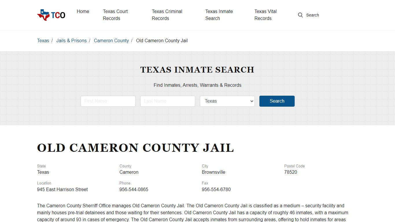 Old Cameron County Jail in Brownsville, TX - Contact Information and ...