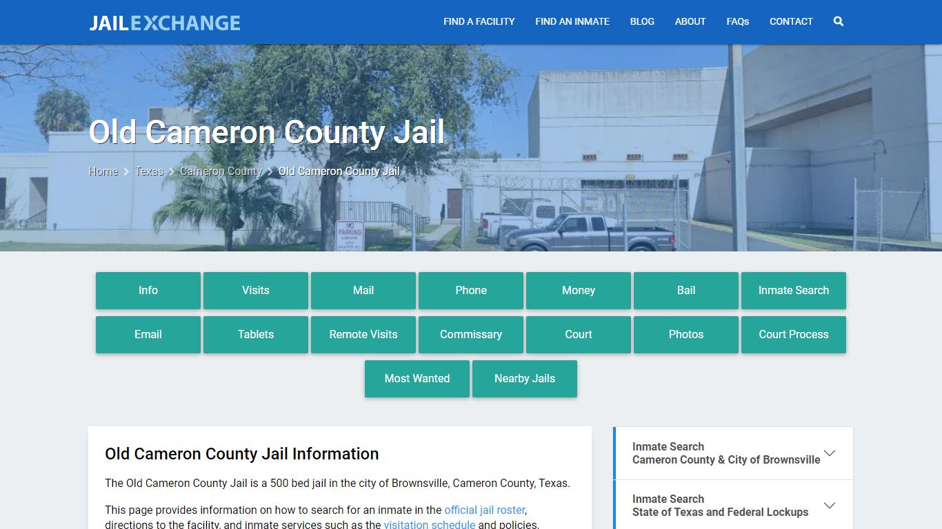 Old Cameron County Jail, TX Inmate Search, Information