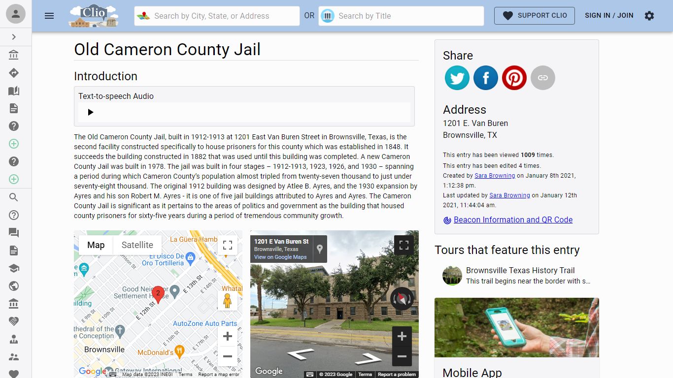 Old Cameron County Jail - Clio